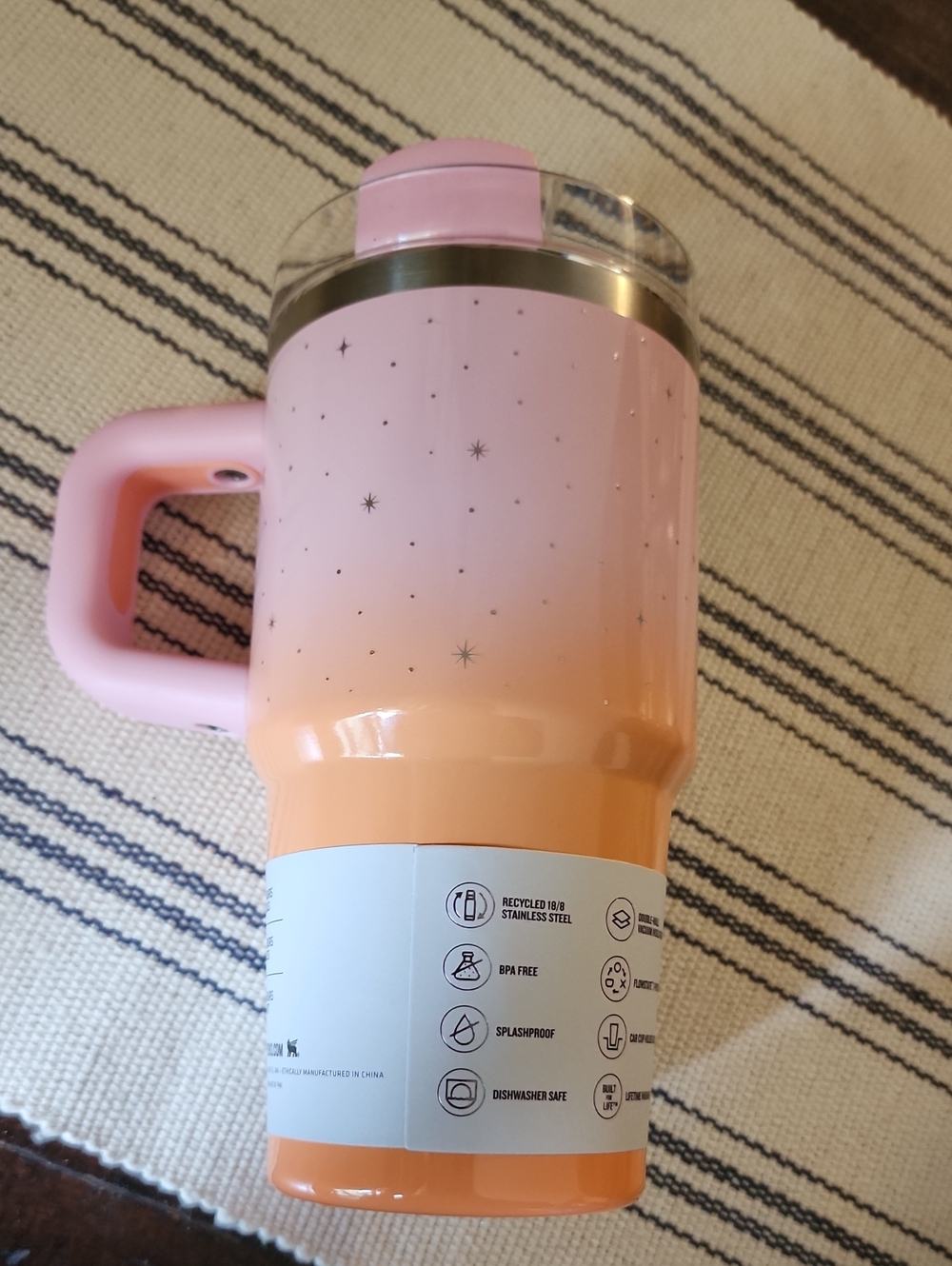 Stanley Halloween Two-Tone Pink and Peach Quencher H2.0 20oz Tumbler with Handle - Picture 4 of 6